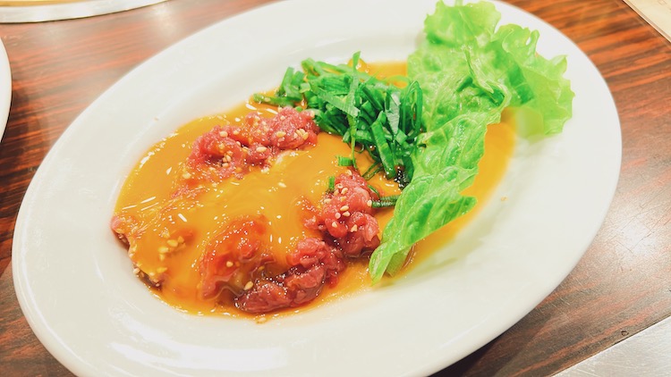 ユッケ(馬刺肉)|アーベイ天王寺ホテルの場外サウナ飯