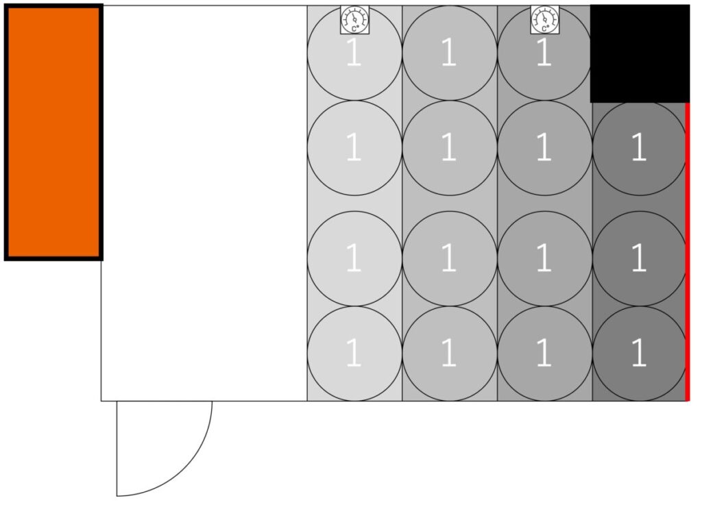 サウナ室の温度マップ・座席配置｜サウナ&カプセル フジ栄