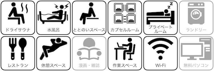 グランドサウナ広島の設備/サービス