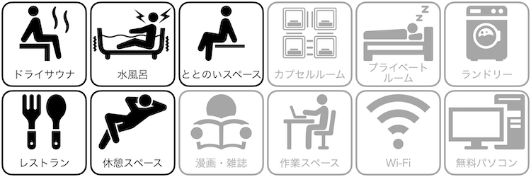 オアシスサウナ アスティルの設備/サービス
