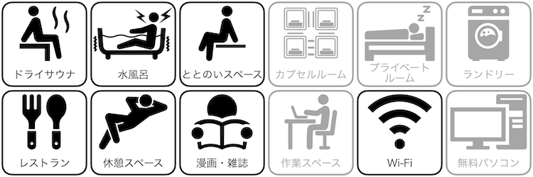 サウナホテルニュー大泉新大久保店の設備/サービス