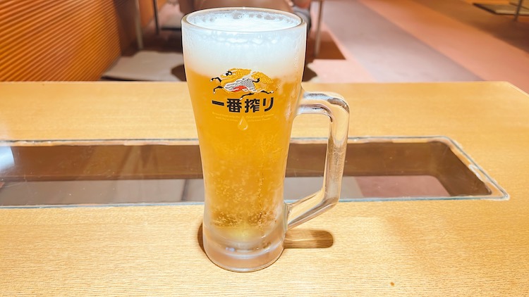 キリン一番絞り(生ビール)中ジョッキ|サウナ&カプセルホテル北欧のレストラン